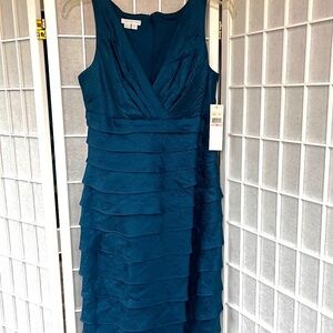 London Times Women's Teal layered dress size 10